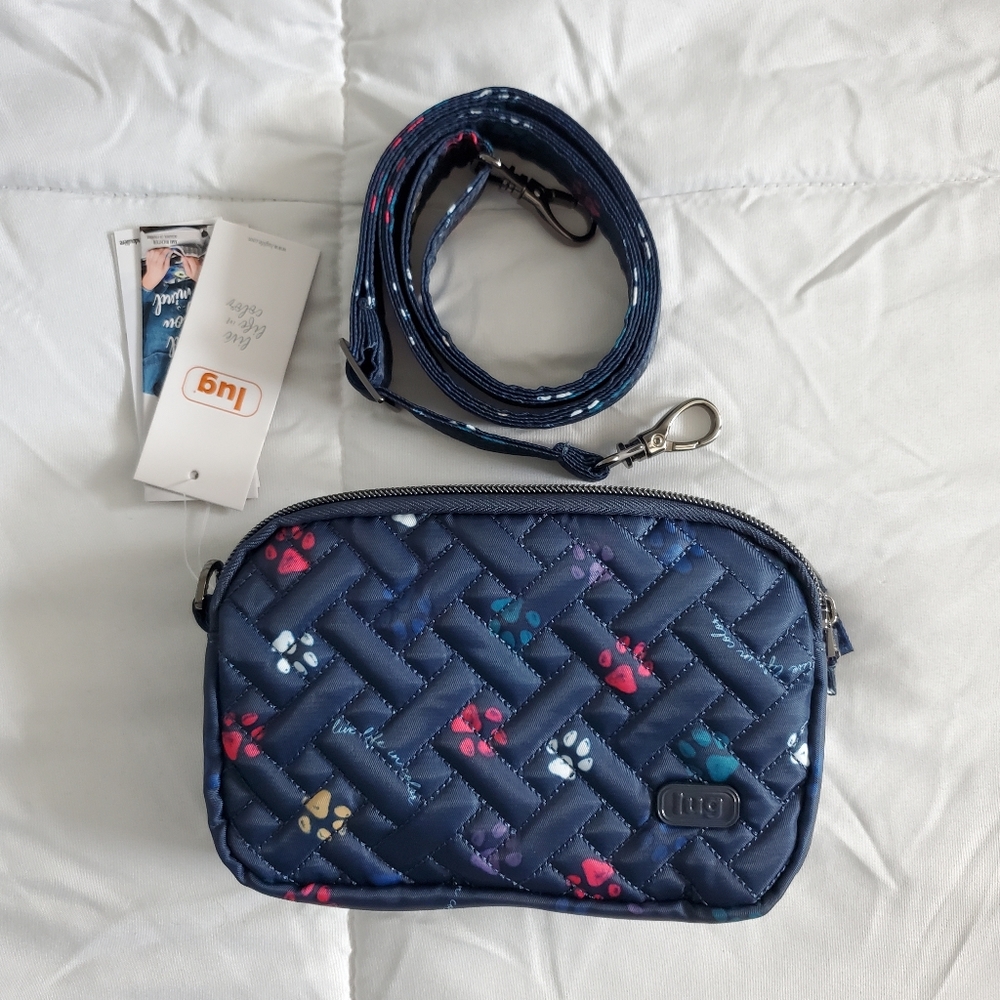 Lug Navy Quilted Crossbody Bag with Colorful Accents